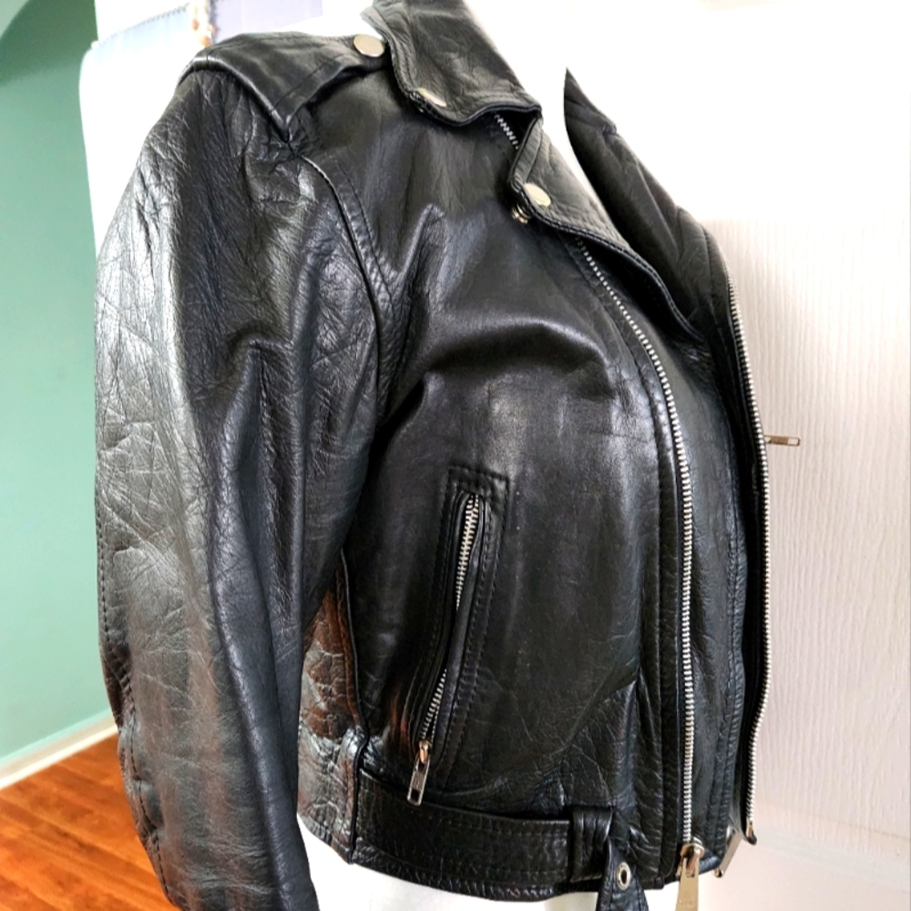 Vintage ICS Motorcycle Leather Jacket Sz.16..see Measurements - Picture 6 of 14